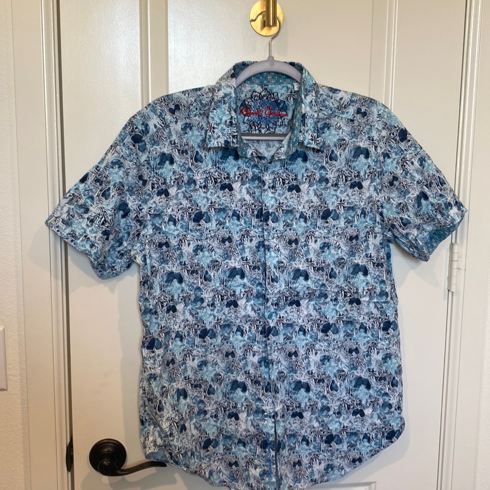 Robert Graham Hagerman L Classic Fit Blue All Over Skull Head Print